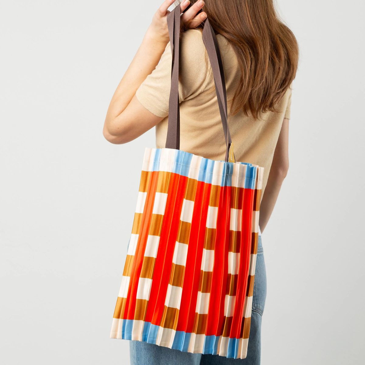 Tote Bag Plissettata in Raso "Marsala"