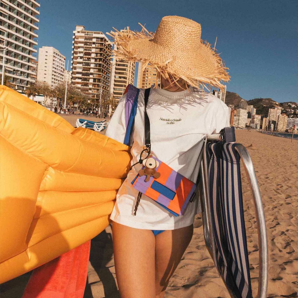 Borsa a Righe "Rosso/Viola"