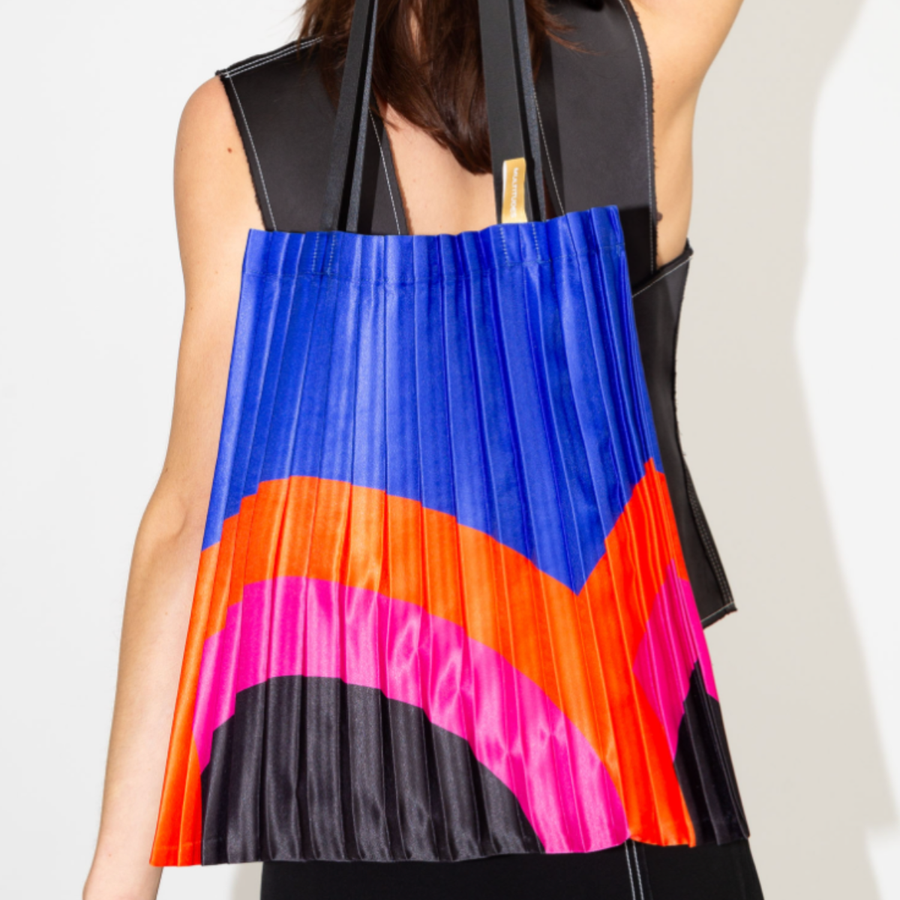 Tote Bag Plissettata in Raso "Rainbow"