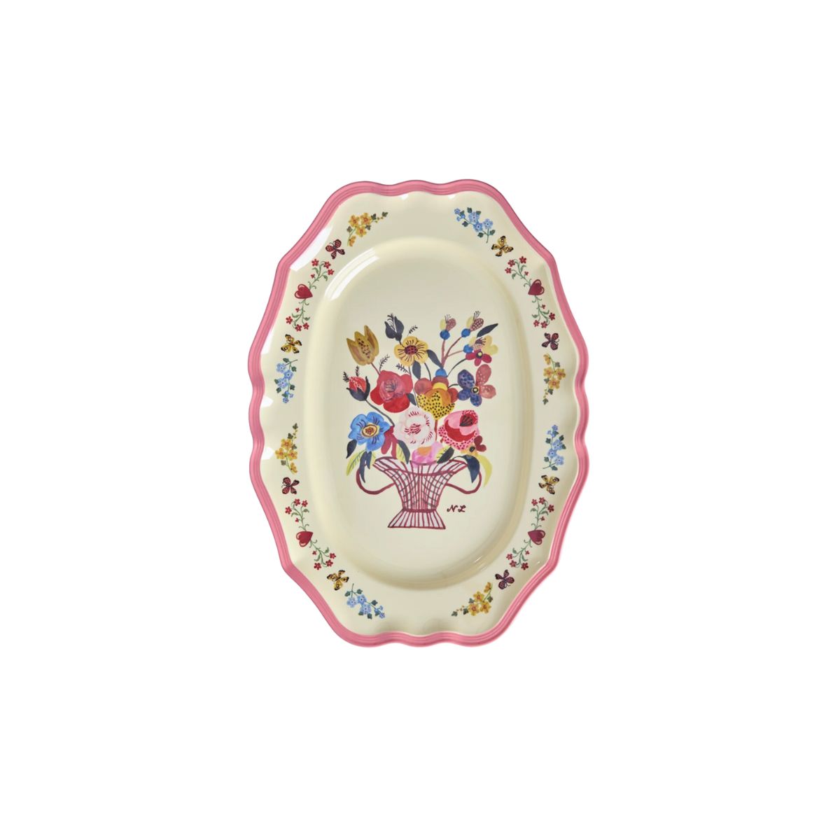 Vassoio Grande Vintage Stampa Nathalie Lété "Rosa Neon"