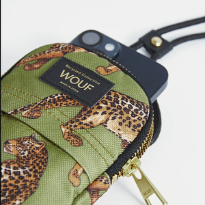 Crossbody Phone Bag Olive Leopard