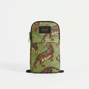 Crossbody Phone Bag Olive Leopard